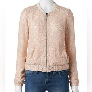 LC Lauren Conrad Lace Bomber Jacket